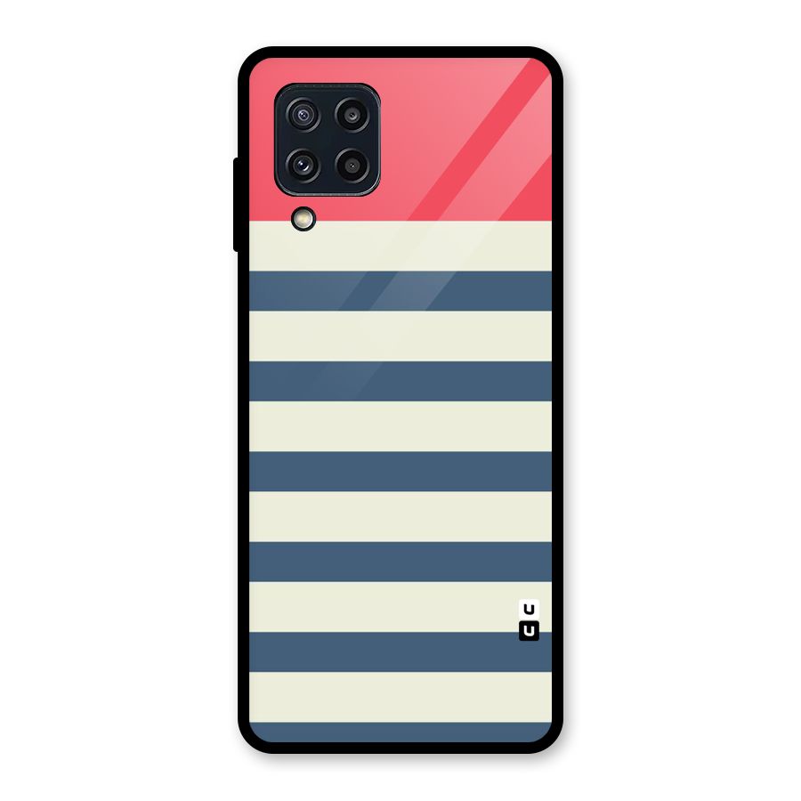 Solid Orange And Stripes Glass Back Case for Galaxy M32