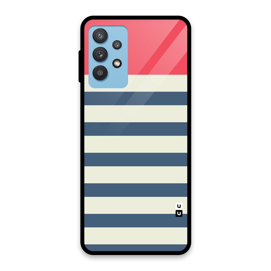 Solid Orange And Stripes Glass Back Case for Galaxy M32 5G