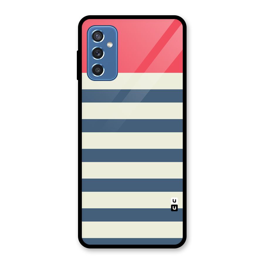 Solid Orange And Stripes Glass Back Case for Galaxy M52 5G