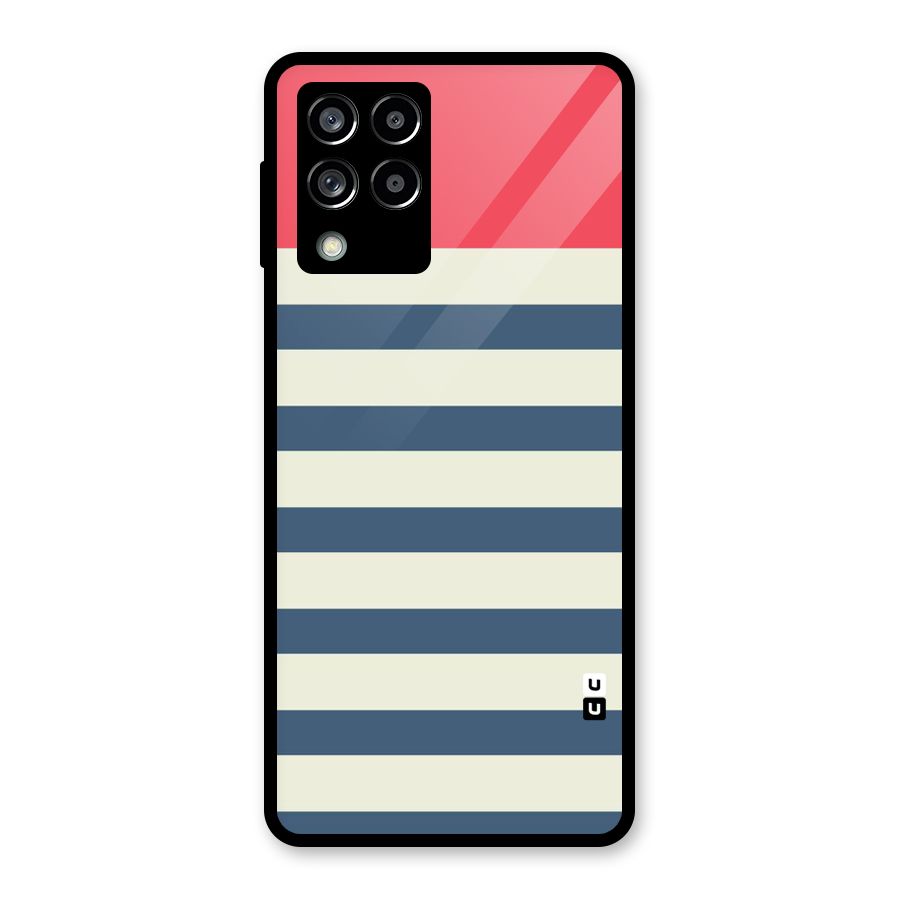 Solid Orange And Stripes Glass Back Case for Galaxy M53 5G