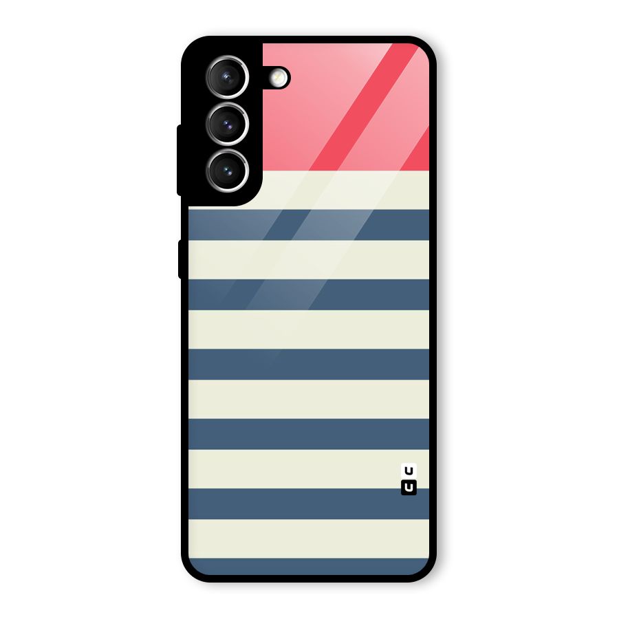 Solid Orange And Stripes Glass Back Case for Galaxy S21 5G