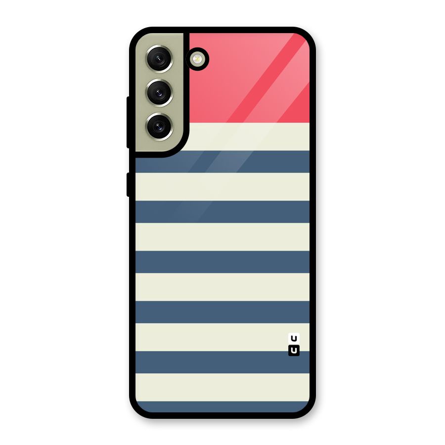 Solid Orange And Stripes Glass Back Case for Galaxy S21 FE 5G