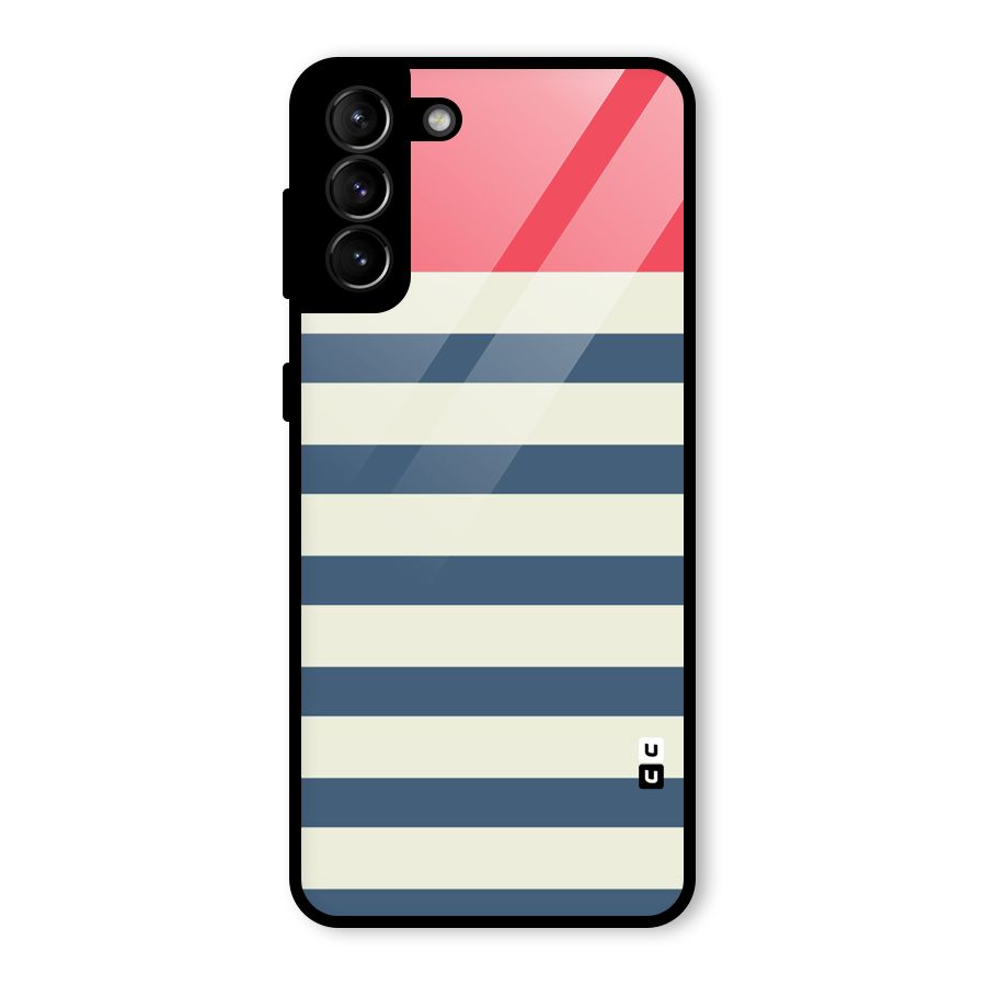 Solid Orange And Stripes Glass Back Case for Galaxy S21 Plus