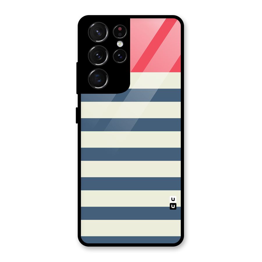 Solid Orange And Stripes Glass Back Case for Galaxy S21 Ultra 5G