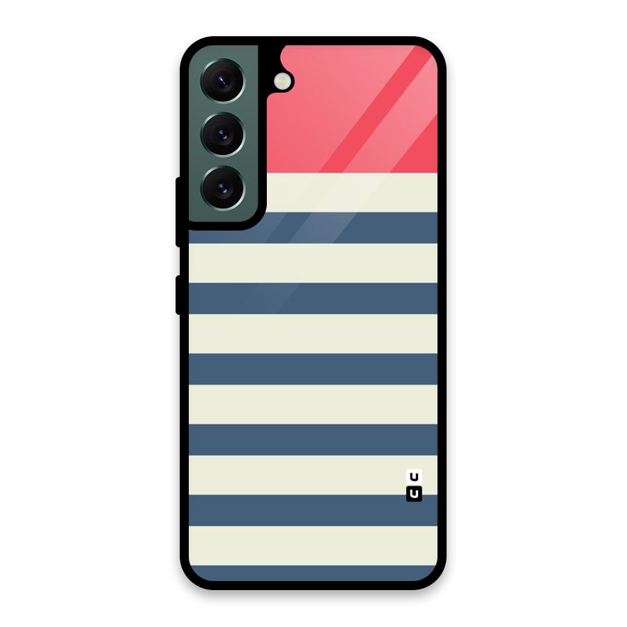Solid Orange And Stripes Glass Back Case for Galaxy S22 5G