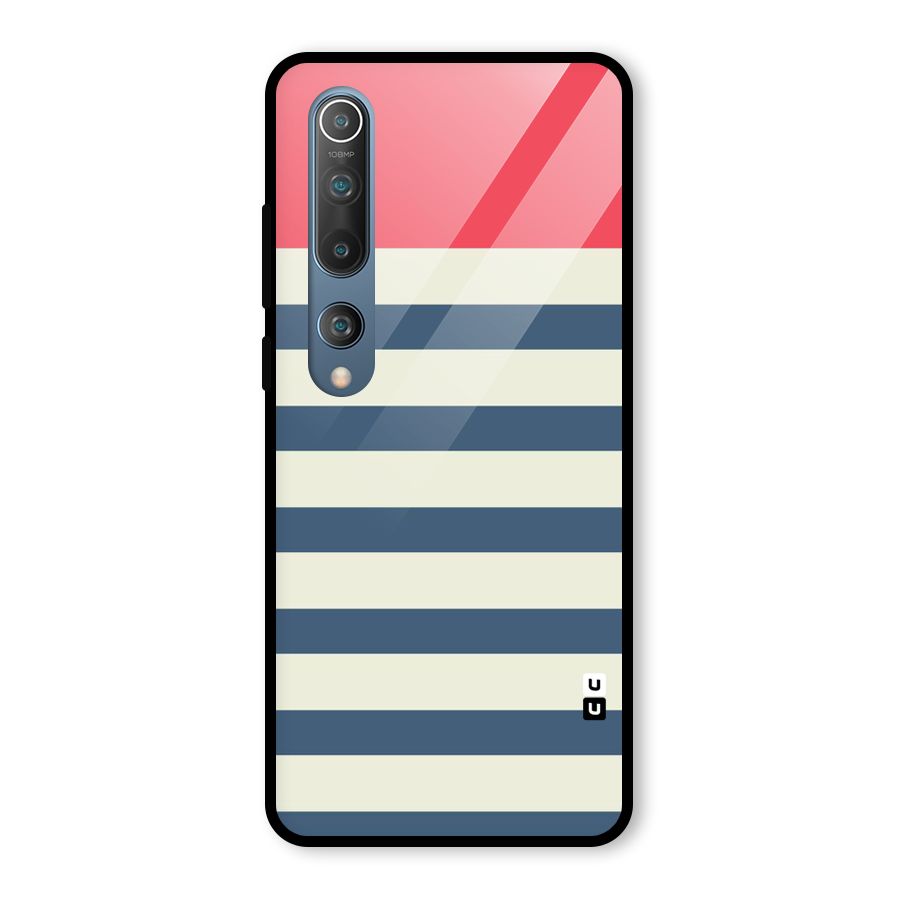 Solid Orange And Stripes Glass Back Case for Mi 10