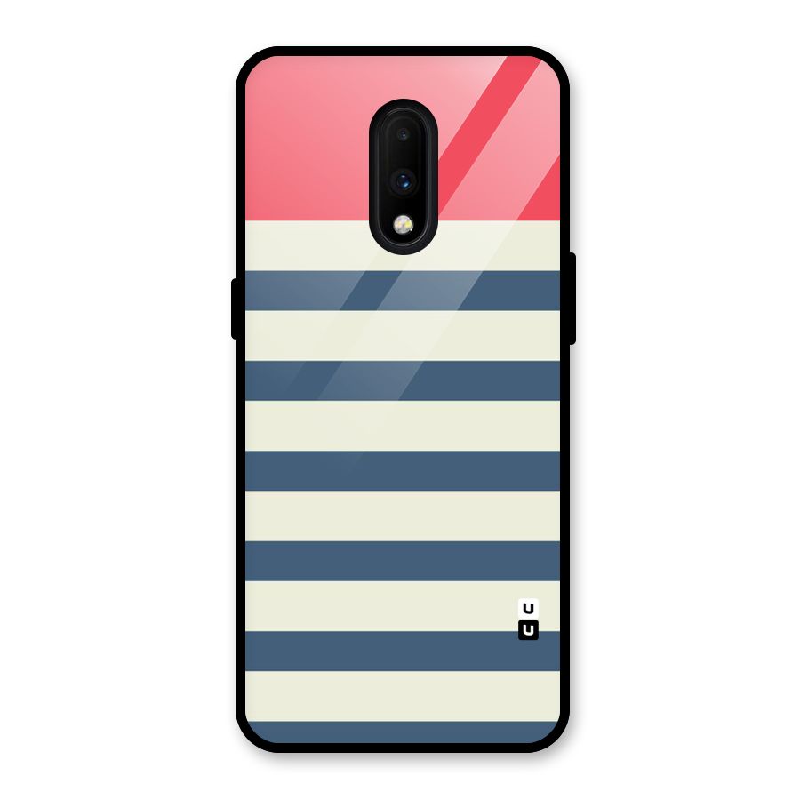 Solid Orange And Stripes Glass Back Case for OnePlus 7