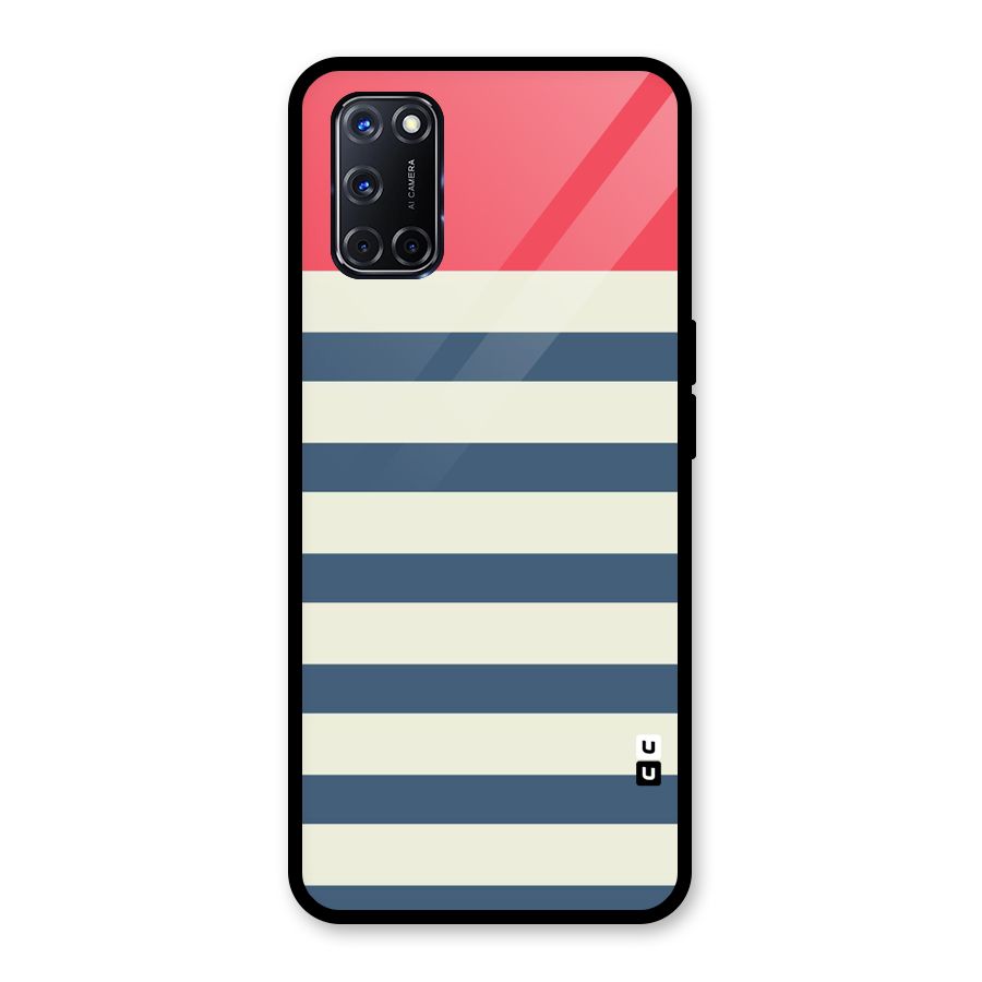 Solid Orange And Stripes Glass Back Case for Oppo A52