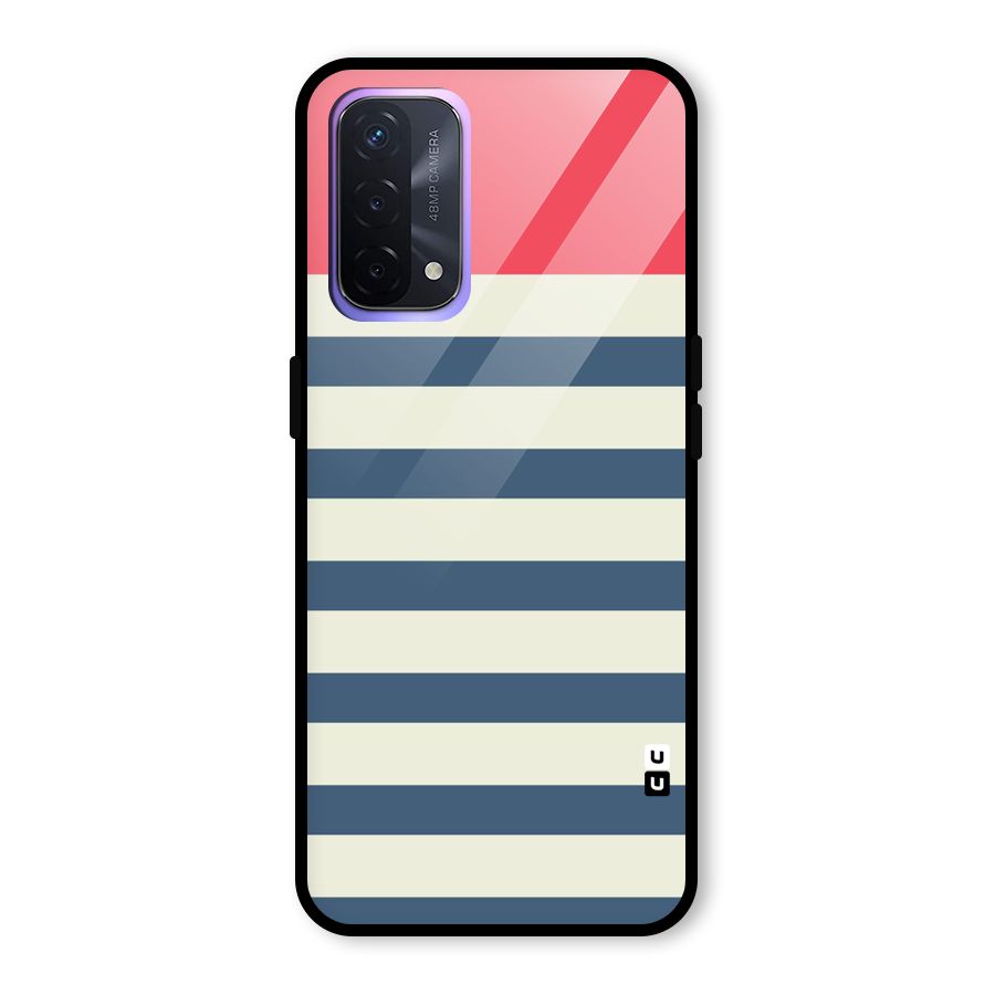 Solid Orange And Stripes Glass Back Case for Oppo A74 5G