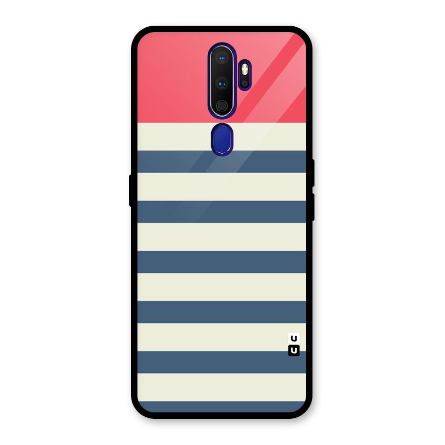 Solid Orange And Stripes Glass Back Case for Oppo A9 (2020)
