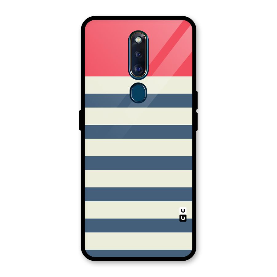 Solid Orange And Stripes Glass Back Case for Oppo F11 Pro