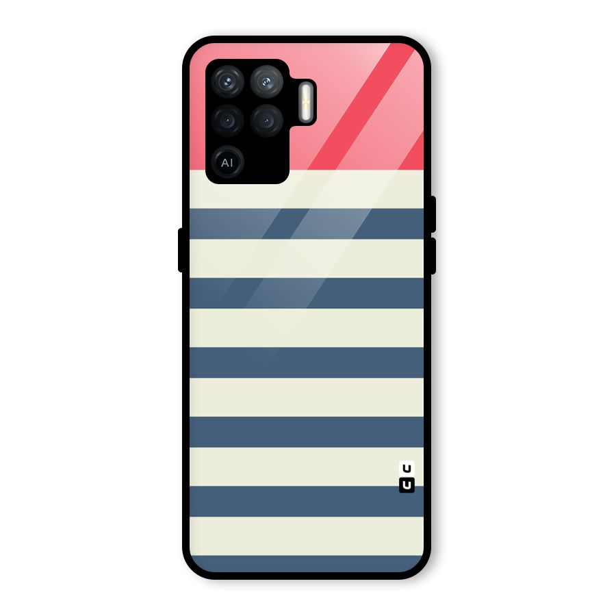 Solid Orange And Stripes Glass Back Case for Oppo F19 Pro
