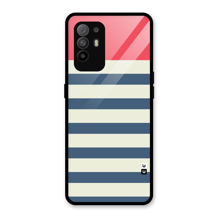 Solid Orange And Stripes Glass Back Case for Oppo F19 Pro Plus 5G