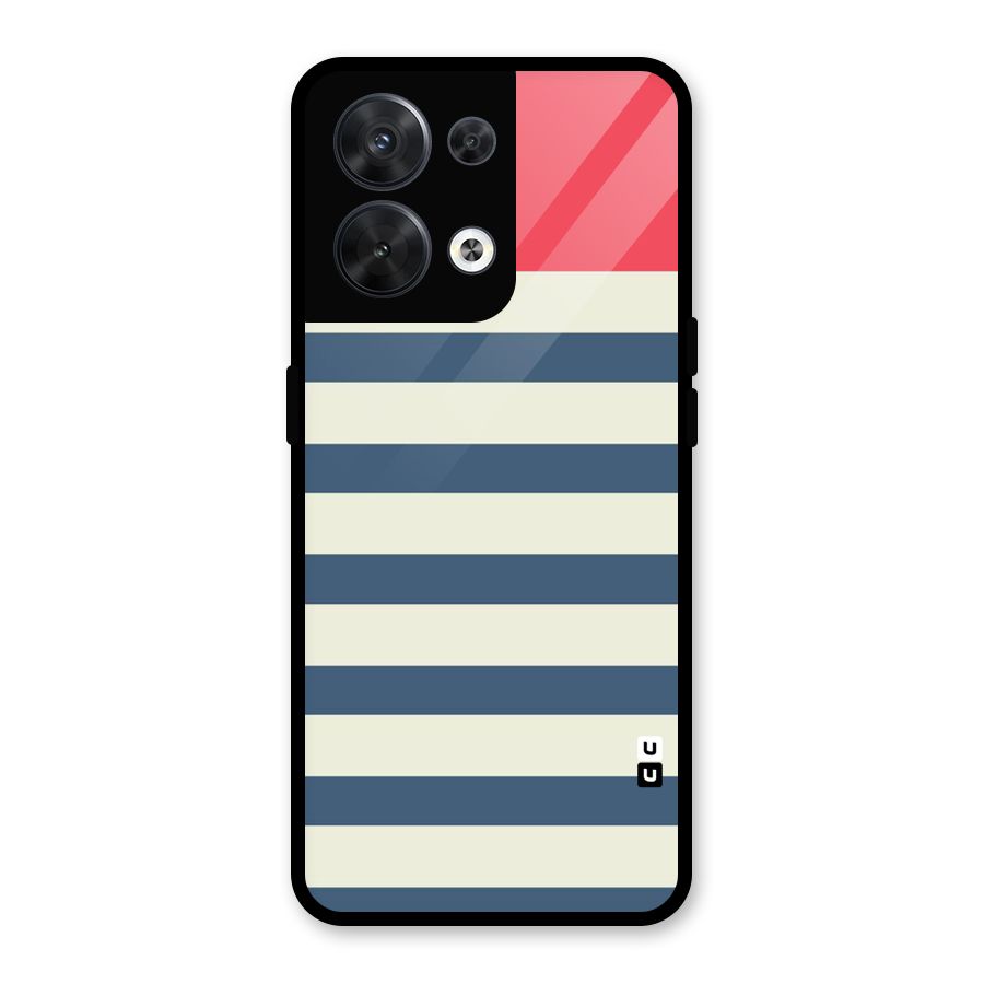 Solid Orange And Stripes Glass Back Case for Oppo Reno8 5G
