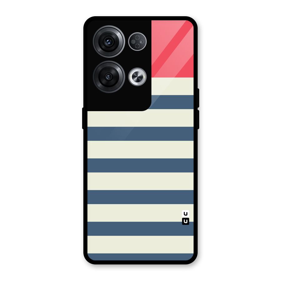 Solid Orange And Stripes Glass Back Case for Oppo Reno8 Pro 5G