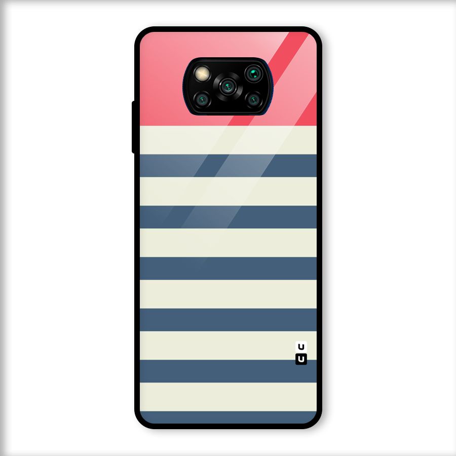Solid Orange And Stripes Glass Back Case for Poco X3