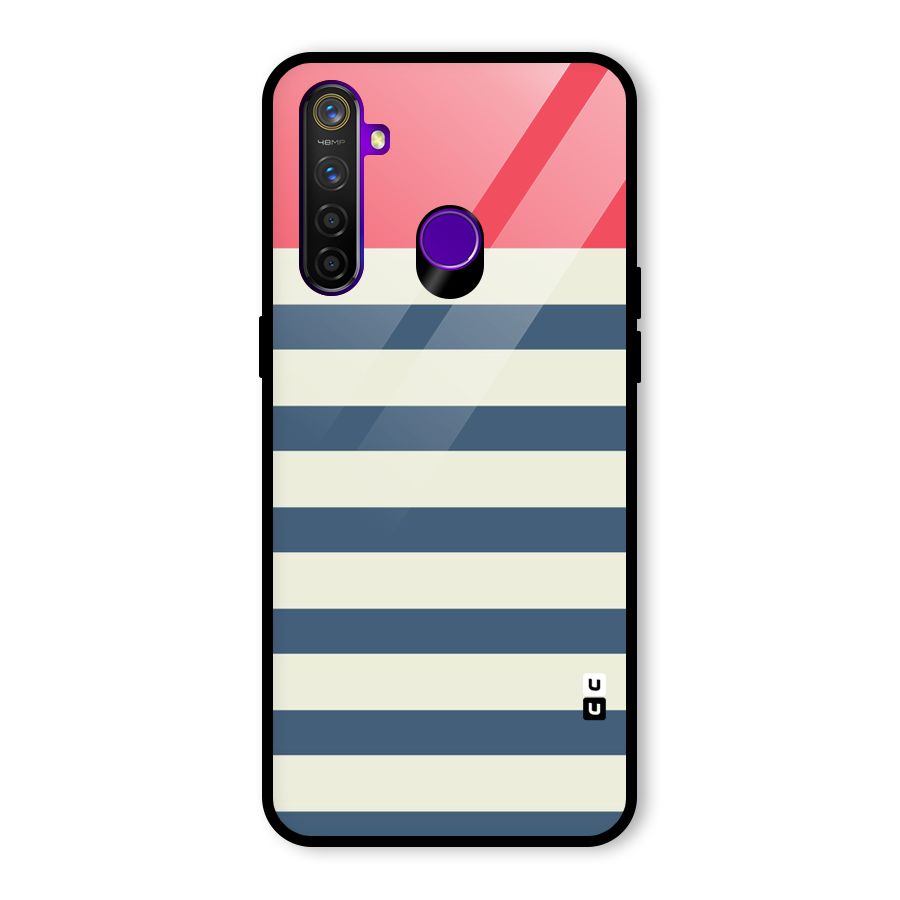 Solid Orange And Stripes Glass Back Case for Realme 5 Pro