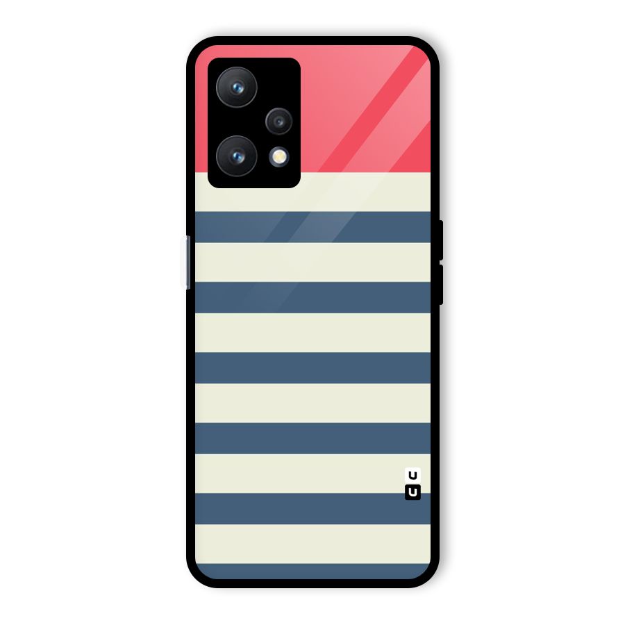 Solid Orange And Stripes Glass Back Case for Realme 9 Pro 5G