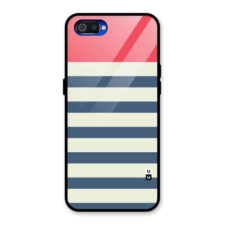 Solid Orange And Stripes Glass Back Case for Realme C2