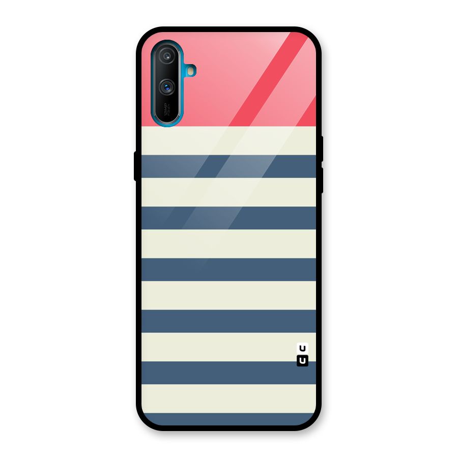 Solid Orange And Stripes Glass Back Case for Realme C3