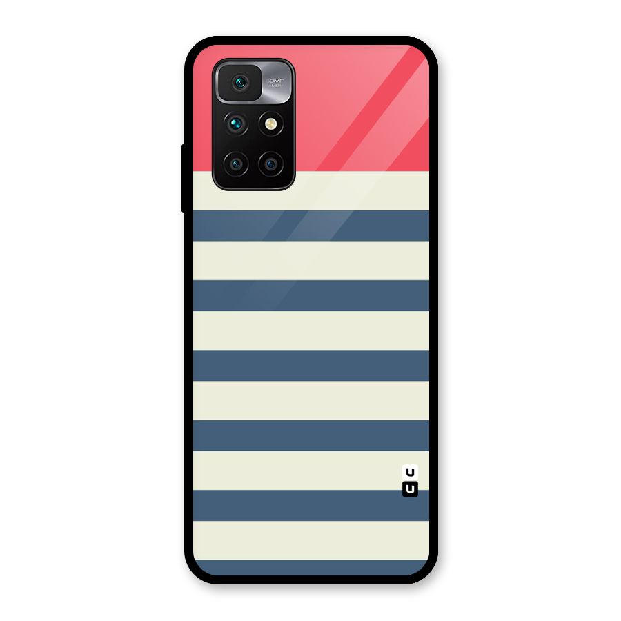 Solid Orange And Stripes Glass Back Case for Redmi 10 Prime