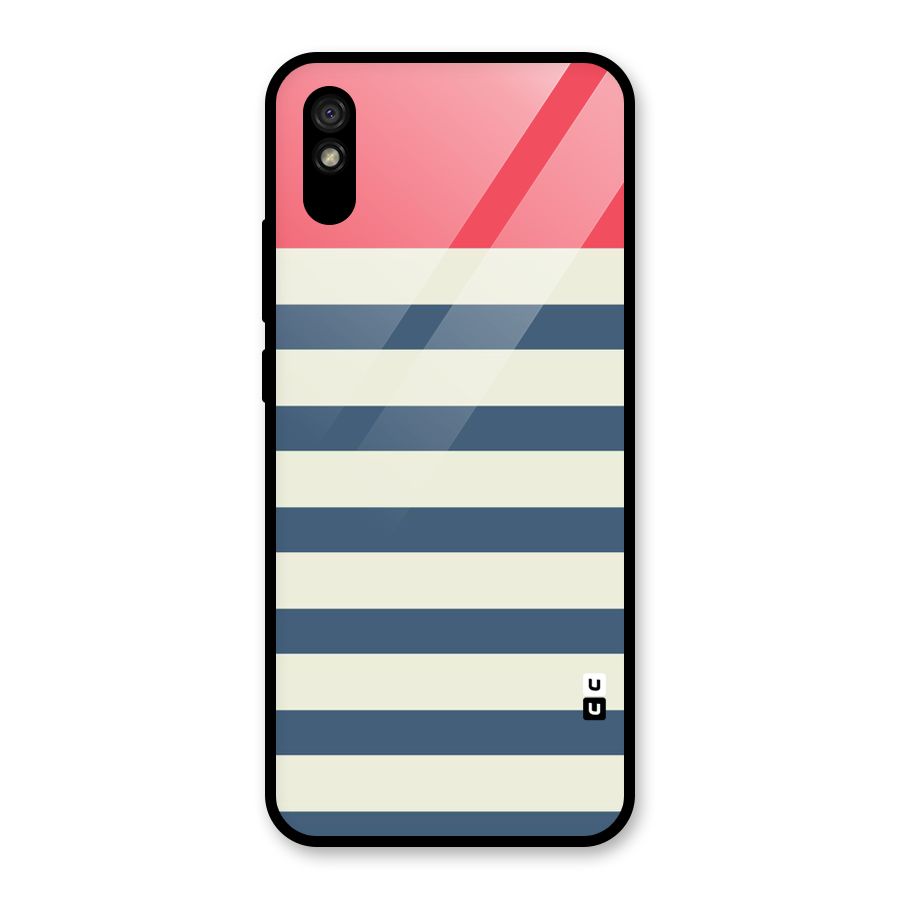 Solid Orange And Stripes Glass Back Case for Redmi 9A