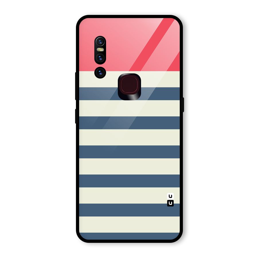 Solid Orange And Stripes Glass Back Case for Vivo V15