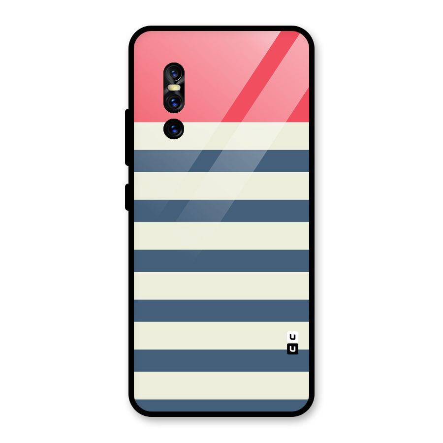Solid Orange And Stripes Glass Back Case for Vivo V15 Pro