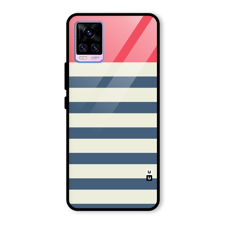 Solid Orange And Stripes Glass Back Case for Vivo V20 Pro