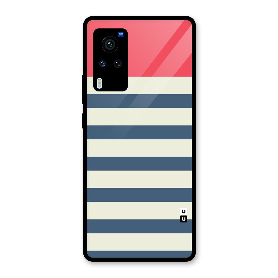 Solid Orange And Stripes Glass Back Case for Vivo X60 Pro