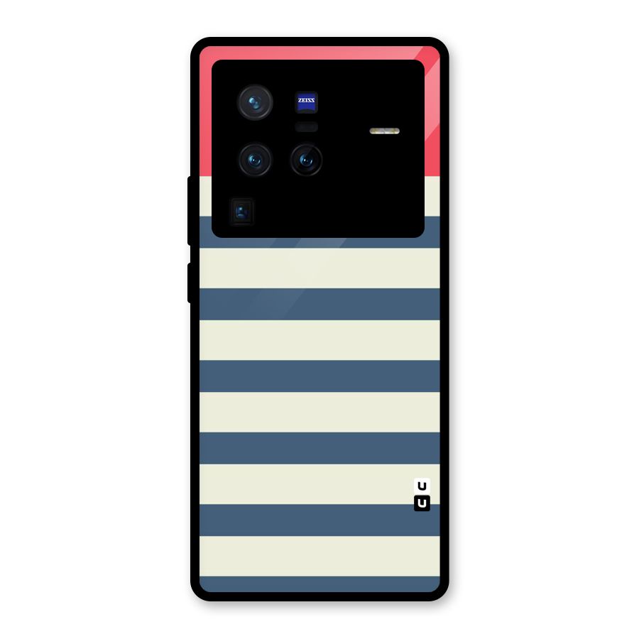 Solid Orange And Stripes Glass Back Case for Vivo X80 Pro