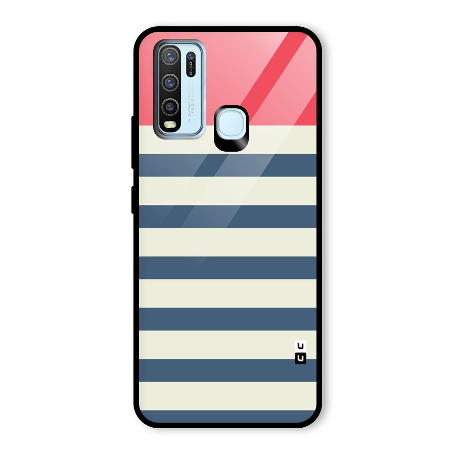 Solid Orange And Stripes Glass Back Case for Vivo Y50
