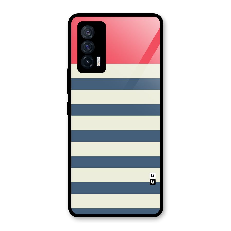 Solid Orange And Stripes Glass Back Case for Vivo iQOO 7 5G