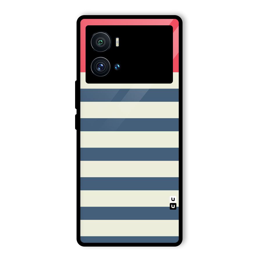 Solid Orange And Stripes Glass Back Case for Vivo iQOO 9 Pro