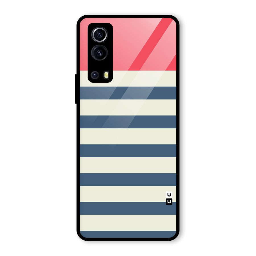 Solid Orange And Stripes Glass Back Case for Vivo iQOO Z3