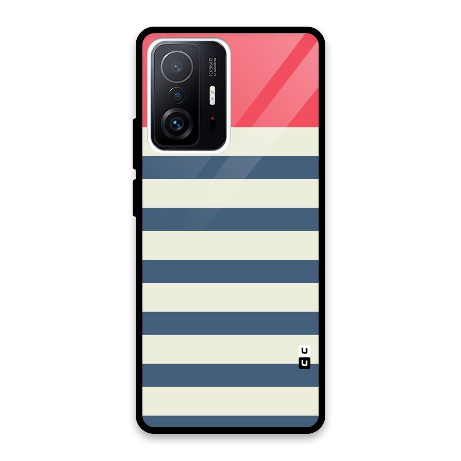 Solid Orange And Stripes Glass Back Case for Xiaomi 11T Pro