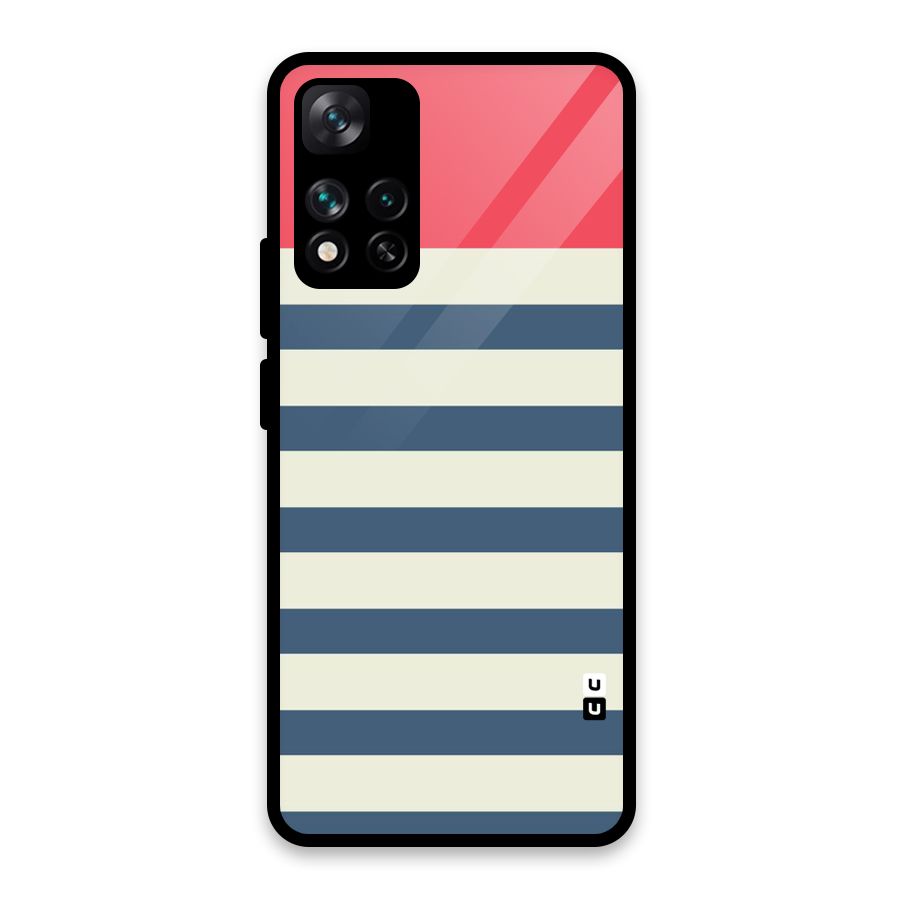 Solid Orange And Stripes Glass Back Case for Xiaomi 11i 5G