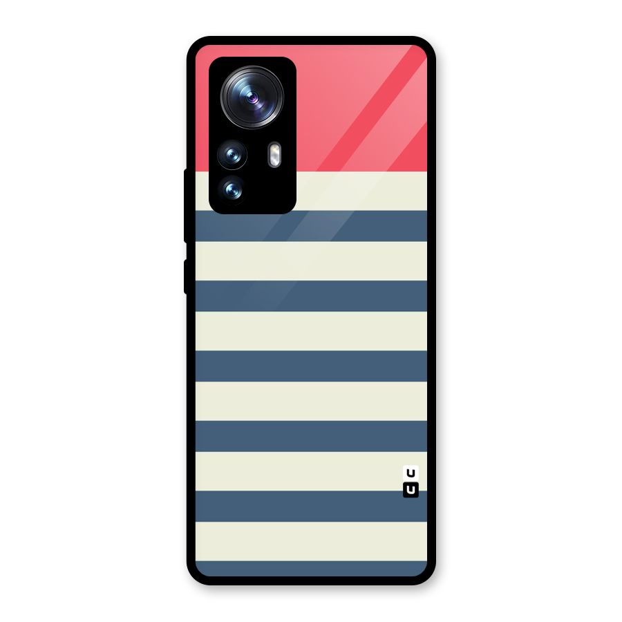Solid Orange And Stripes Glass Back Case for Xiaomi 12 Pro
