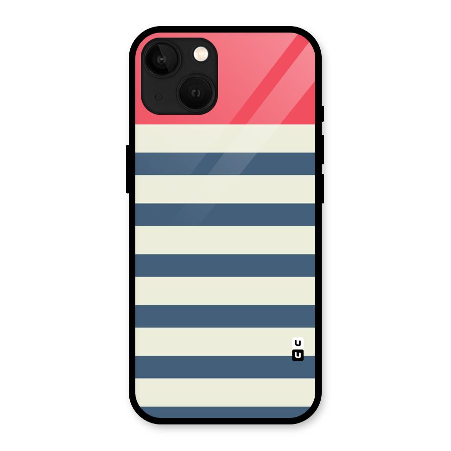 Solid Orange And Stripes Glass Back Case for iPhone 13