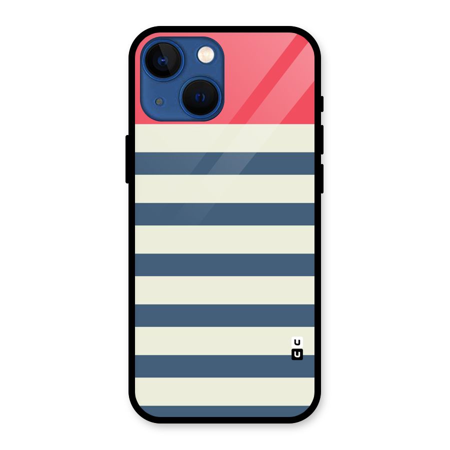 Solid Orange And Stripes Glass Back Case for iPhone 13 Mini