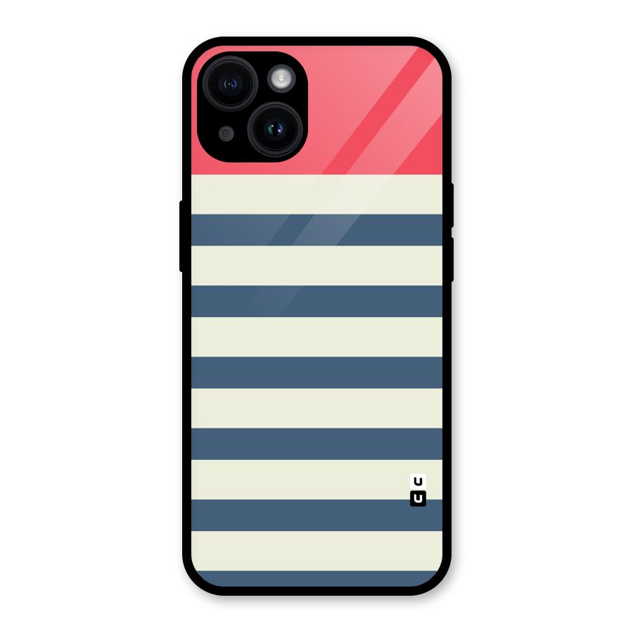 Solid Orange And Stripes Glass Back Case for iPhone 14