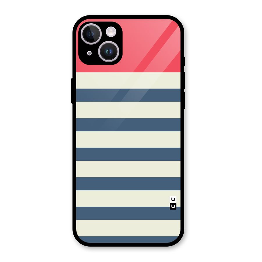 Solid Orange And Stripes Glass Back Case for iPhone 14 Plus