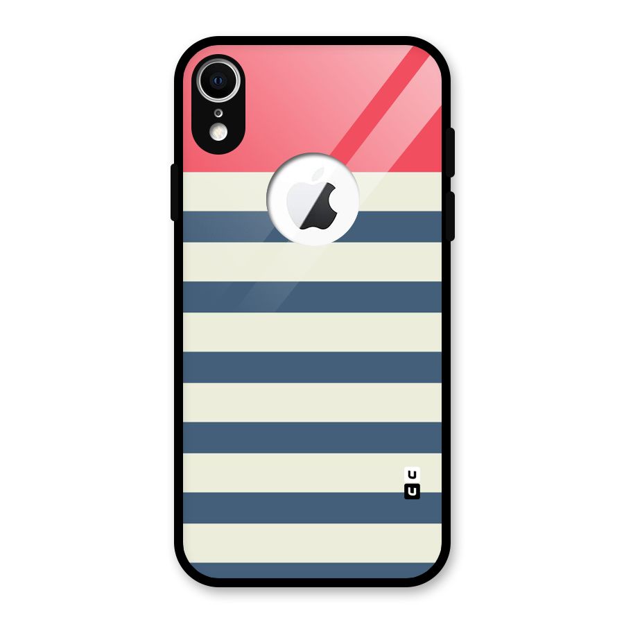 Solid Orange And Stripes Glass Back Case for iPhone XR Logo Cut