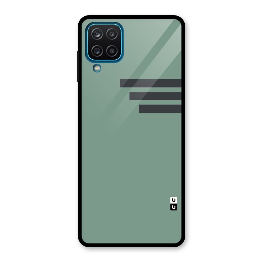 Solid Sports Stripe Glass Back Case for Galaxy A12