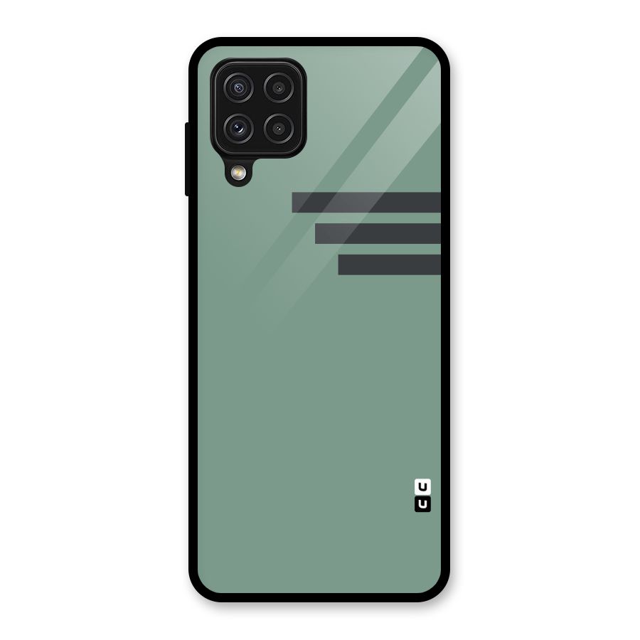 Solid Sports Stripe Glass Back Case for Galaxy A22 4G
