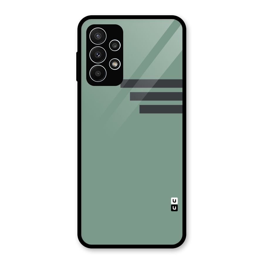 Solid Sports Stripe Glass Back Case for Galaxy A23