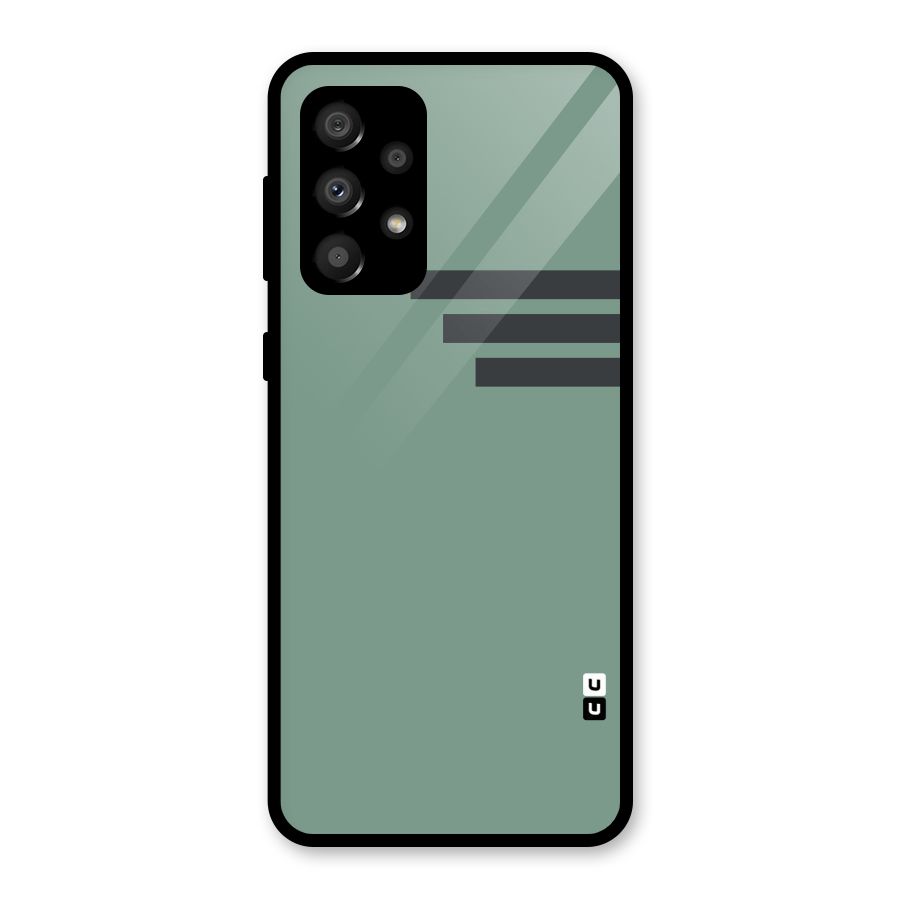 Solid Sports Stripe Glass Back Case for Galaxy A32
