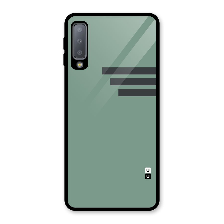 Solid Sports Stripe Glass Back Case for Galaxy A7 (2018)