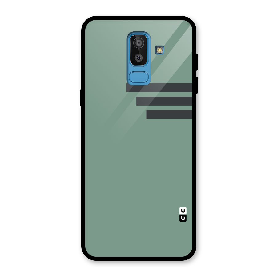 Solid Sports Stripe Glass Back Case for Galaxy J8