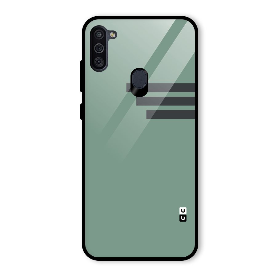 Solid Sports Stripe Glass Back Case for Galaxy M11